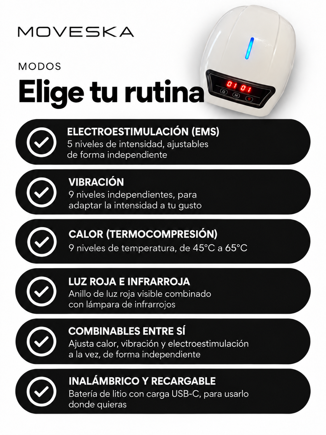 Masajeador de rodillas | Calor, Vibración y Electroestimulación ™