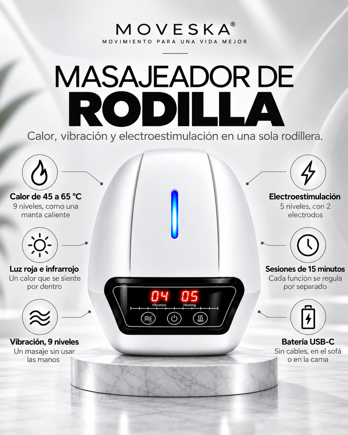 Masajeador de rodillas™ | Calor, Vibración y Electroestimulación